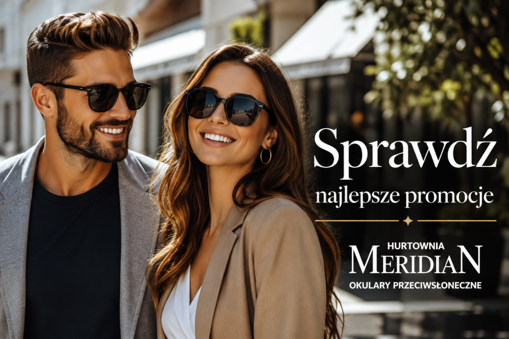 Piękni młodzi ludzie w modnych okularach przeciwsłonecznych Meridian na tle miejskiej scenerii
